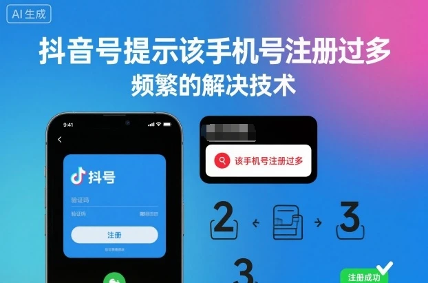 抖音号提示该手机号注册过多，频繁的解决技术