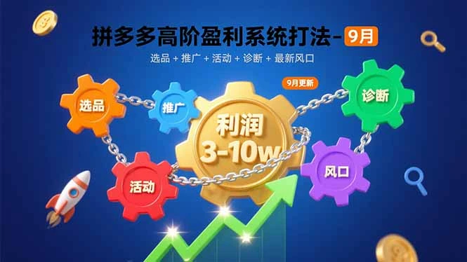 拼多多年费会员 高阶盈利系统打法-9月:选品+推广+活动+诊断+最新风口,月利润3-10w 拼多多年费会员 高阶盈利系统打法-9月:选品+推广+活动+诊断+最新风口,月利润3-10w