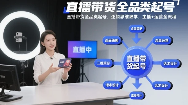 直播带货全品类起号,逻辑思维教学,主播+运营全流程 直播带货全品类起号,逻辑思维教学,主播+运营全流程