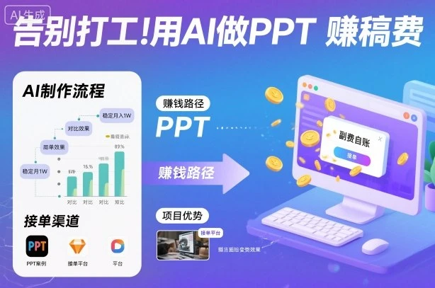 告别打工！用AI做PPT賺稿费，稳定月入1W，提供接单渠道