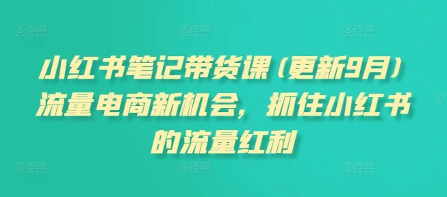 【精】小红书笔记带货课(更新25年6月)流量电商新机会,抓住小红书的流量红利 【精】小红书笔记带货课(更新25年6月)流量电商新机会,抓住小红书的流量红利