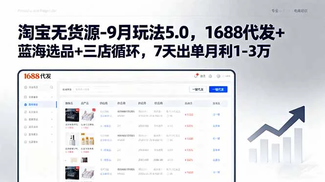 【精】淘宝无货源-9月玩法5.0,1688代发+蓝海选品+三店循环,7天出单月利1-3万 【精】淘宝无货源-9月玩法5.0,1688代发+蓝海选品+三店循环,7天出单月利1-3万