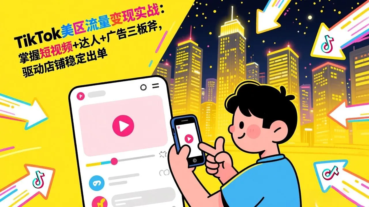 【精】TikTok美区流量变现实战:掌握短视频+达人+广告三板斧,驱动店铺稳定出单 【精】TikTok美区流量变现实战:掌握短视频+达人+广告三板斧,驱动店铺稳定出单