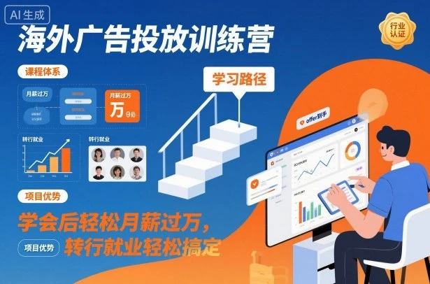 【精】海外广告投放训练营,学会后轻松月薪过万,转行就业轻松搞定 【精】海外广告投放训练营,学会后轻松月薪过万,转行就业轻松搞定