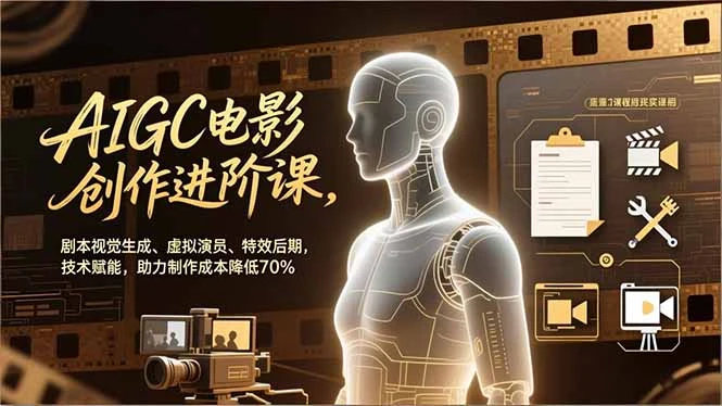AIGC电影创作进阶课，剧本视觉生成、虚拟演员、特效后期，技术赋能，助力制作成本降低70%