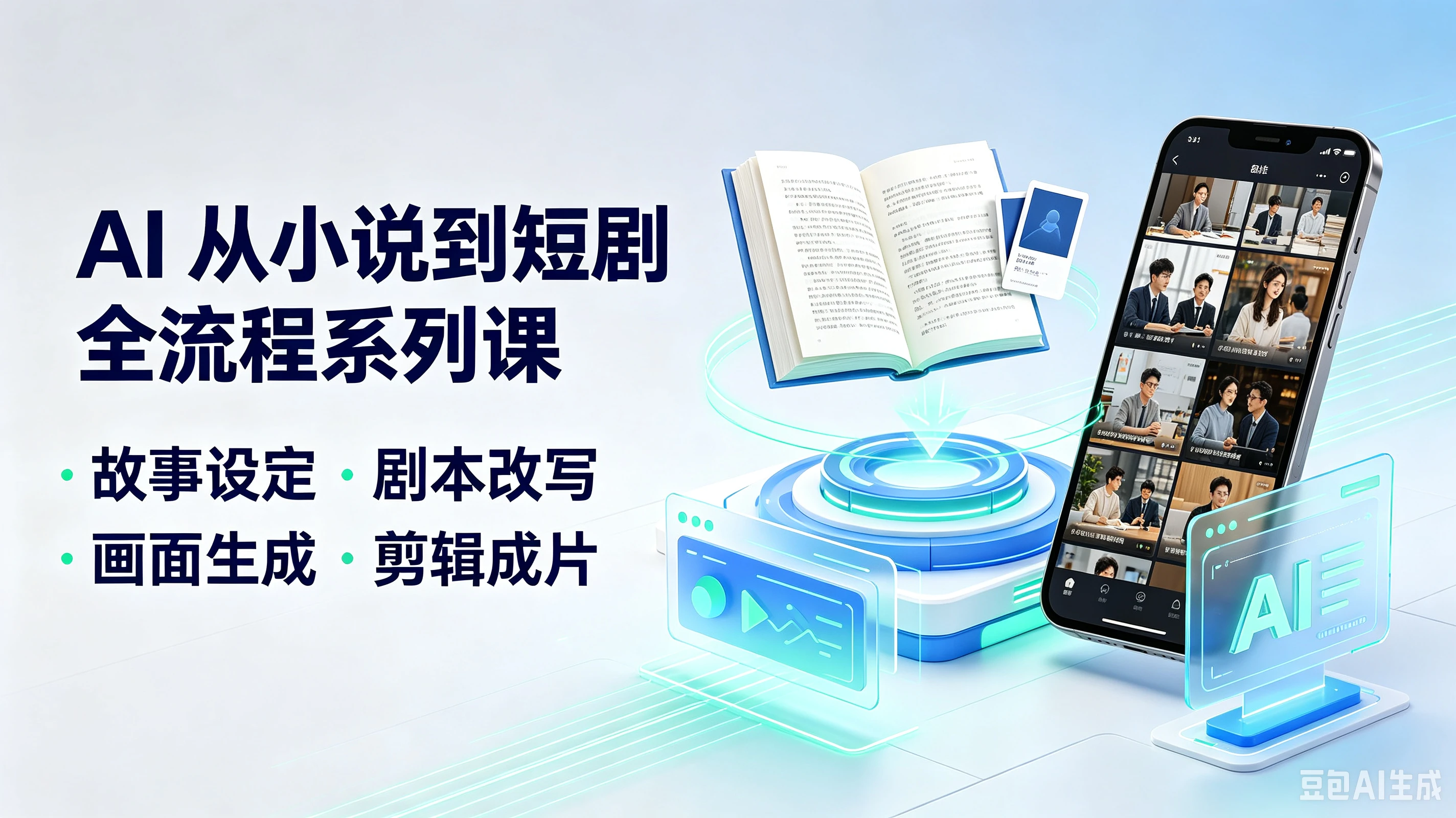 【精】AI从小说到短剧全流程系列课,故事设定·剧本改写、画面生成·剪辑成片